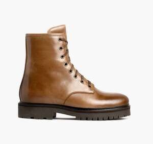 THURSDAY BOOT CO. Women's Brown Natural Glove Leather Lace-Up Combat Boots 7.5